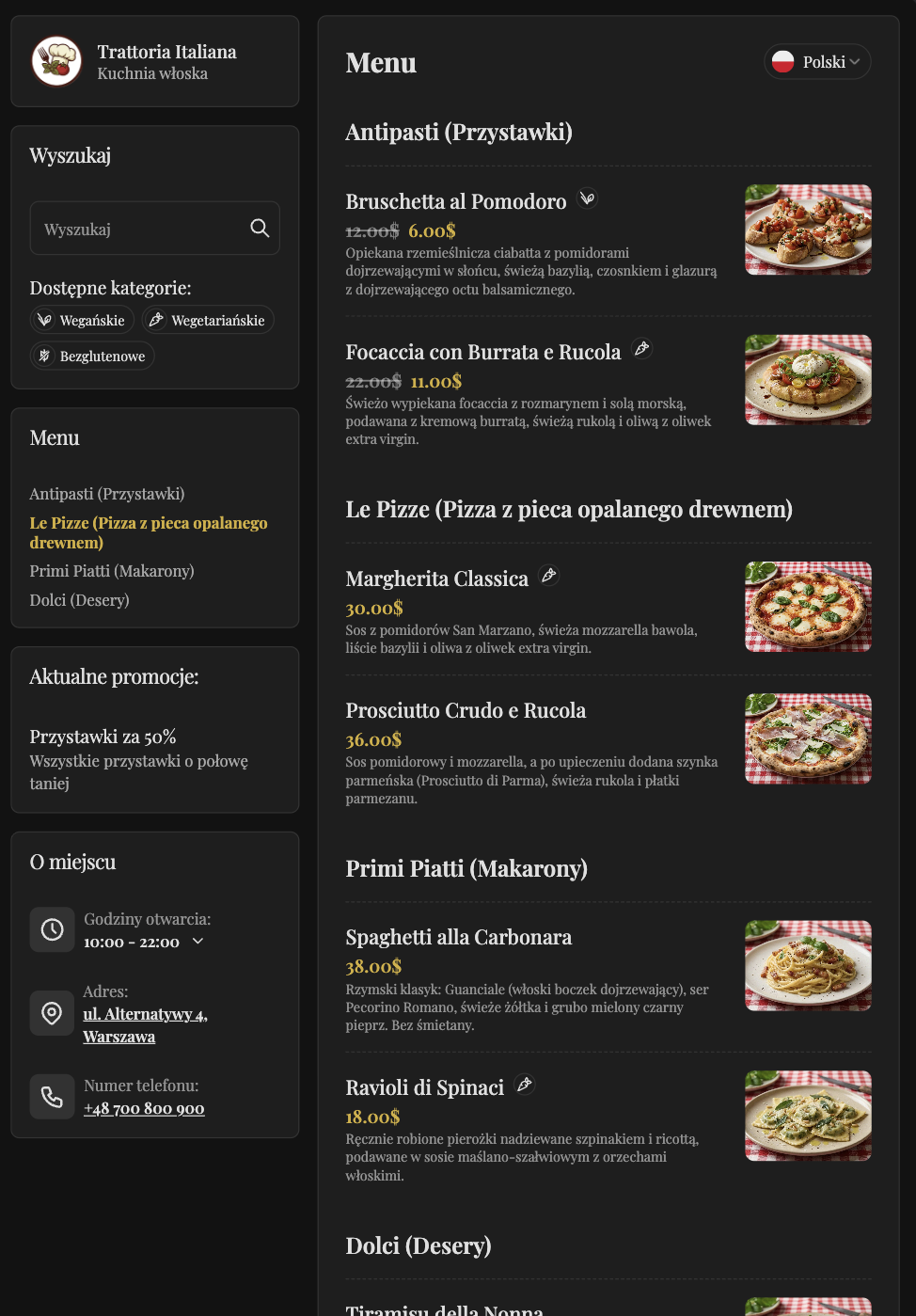 Tablet Menu View